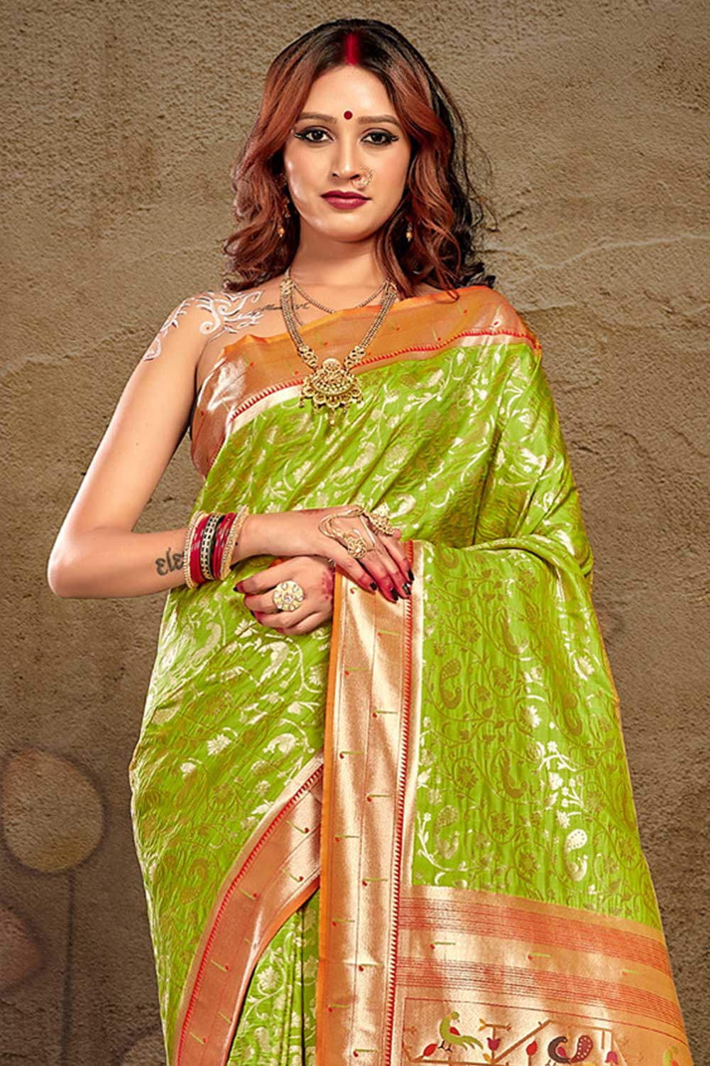 Deepti Green Paithani Art Silk One Minute Saree