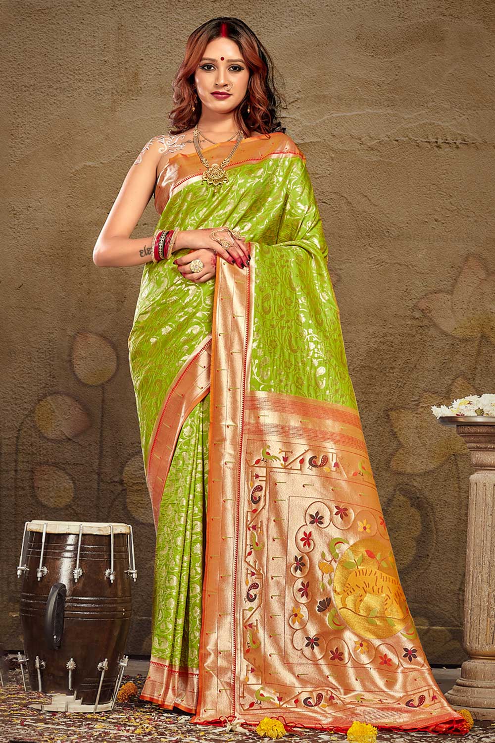 Deepti Green Paithani Art Silk One Minute Saree