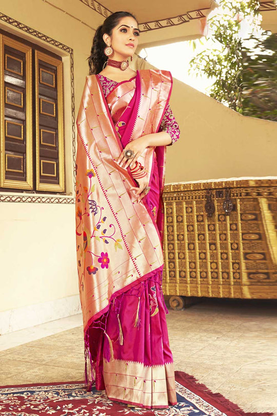 Bhumi Magenta Paithani Art Silk One Minute Saree