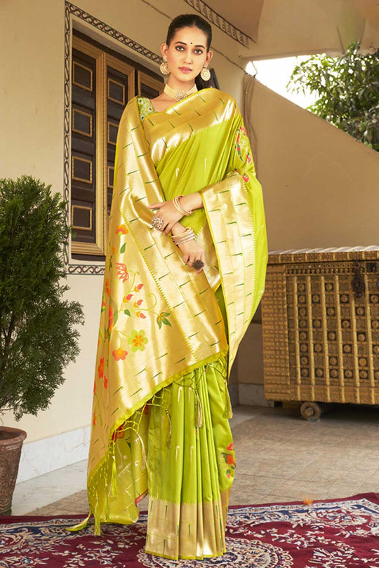 Uma Green Paithani Art Silk One Minute Saree
