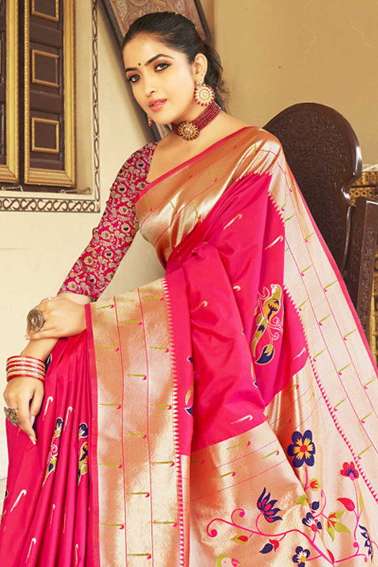 Deepti Pink Paithani Art Silk One Minute Saree