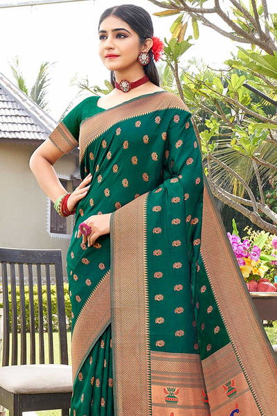 Saira Green Paithani Art Silk One Minute Saree