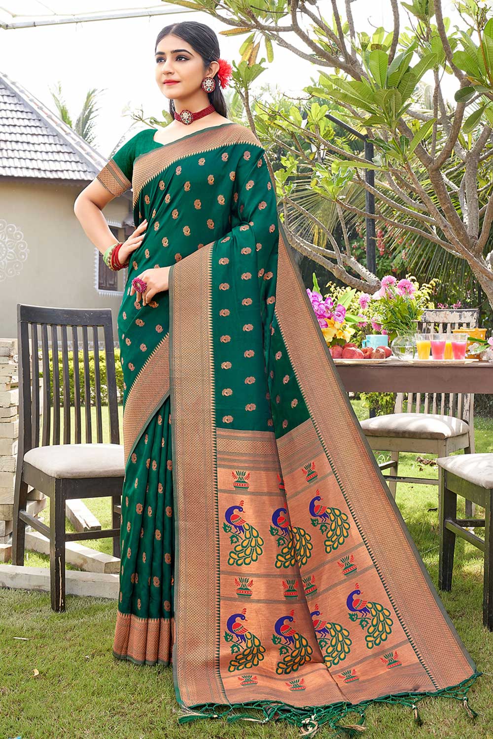 Saira Green Paithani Art Silk One Minute Saree