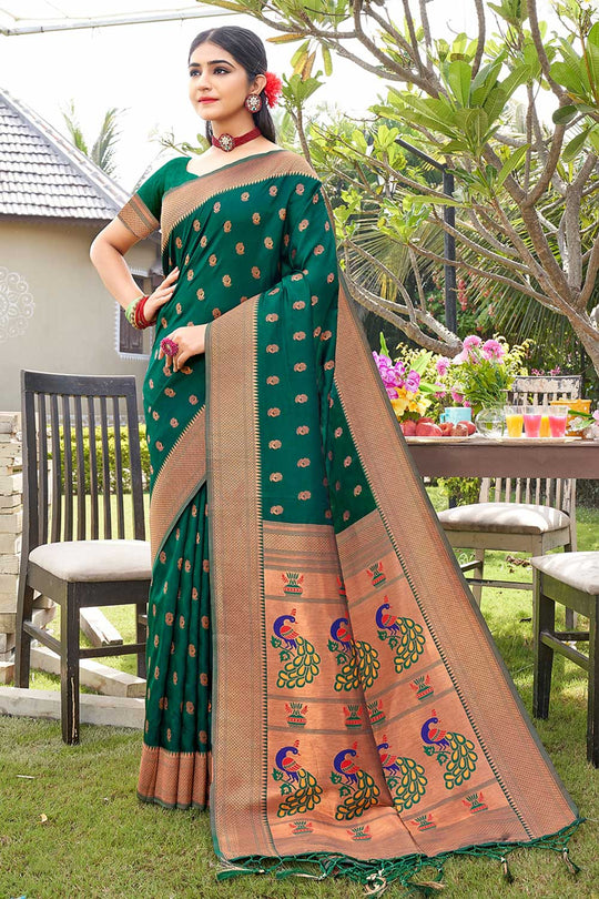 Saira Green Paithani Art Silk One Minute Saree