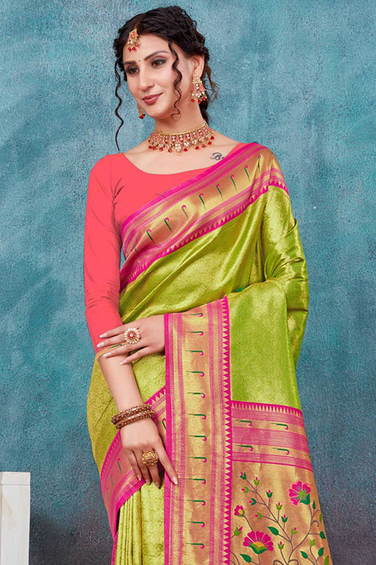 Mia Green Paithani Art Silk One Minute Saree