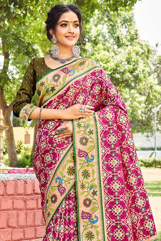Padma Purple Paithani Patola Art Silk One Minute Saree