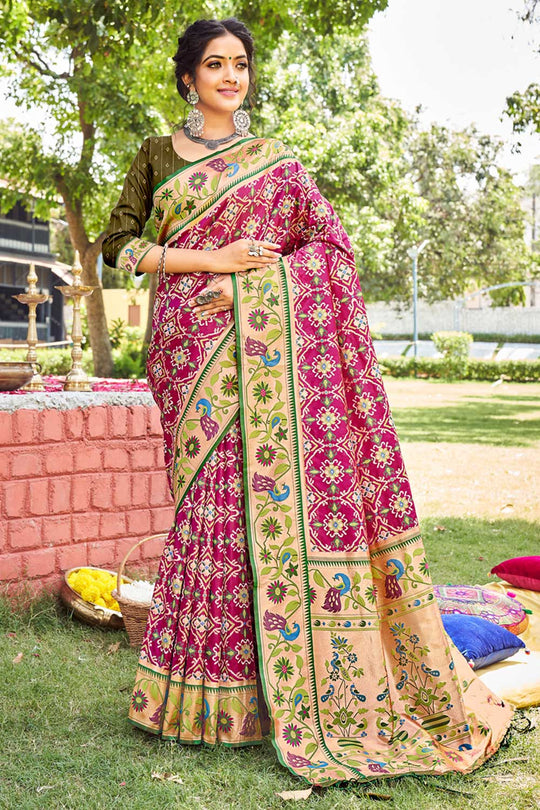 Padma Purple Paithani Patola Art Silk One Minute Saree