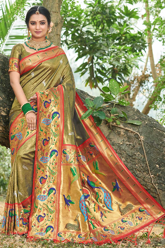 Asha Green Paithani Art Silk One Minute Saree