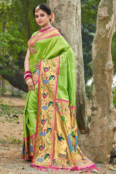 Aarthi Green Paithani Art Silk One Minute Saree