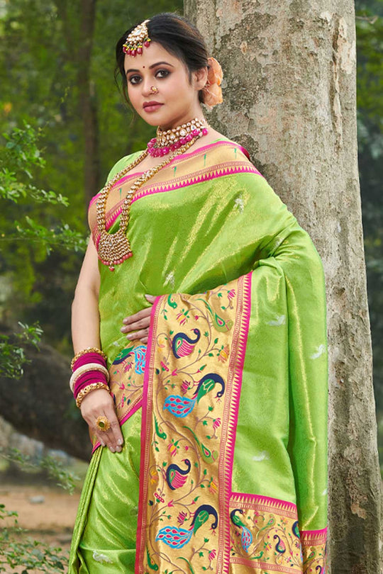 Aarthi Green Paithani Art Silk One Minute Saree