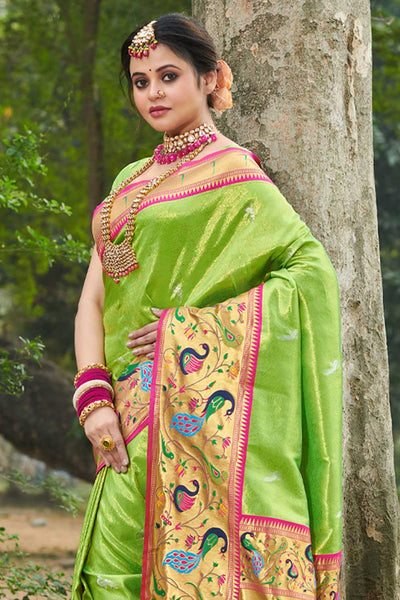 Aarthi Green Paithani Art Silk One Minute Saree