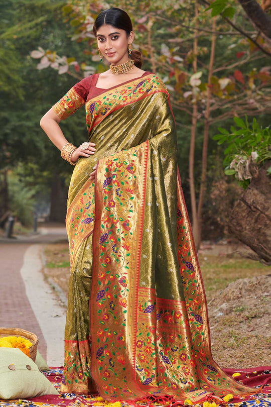 Anya Green Paithani Art Silk One Minute Saree