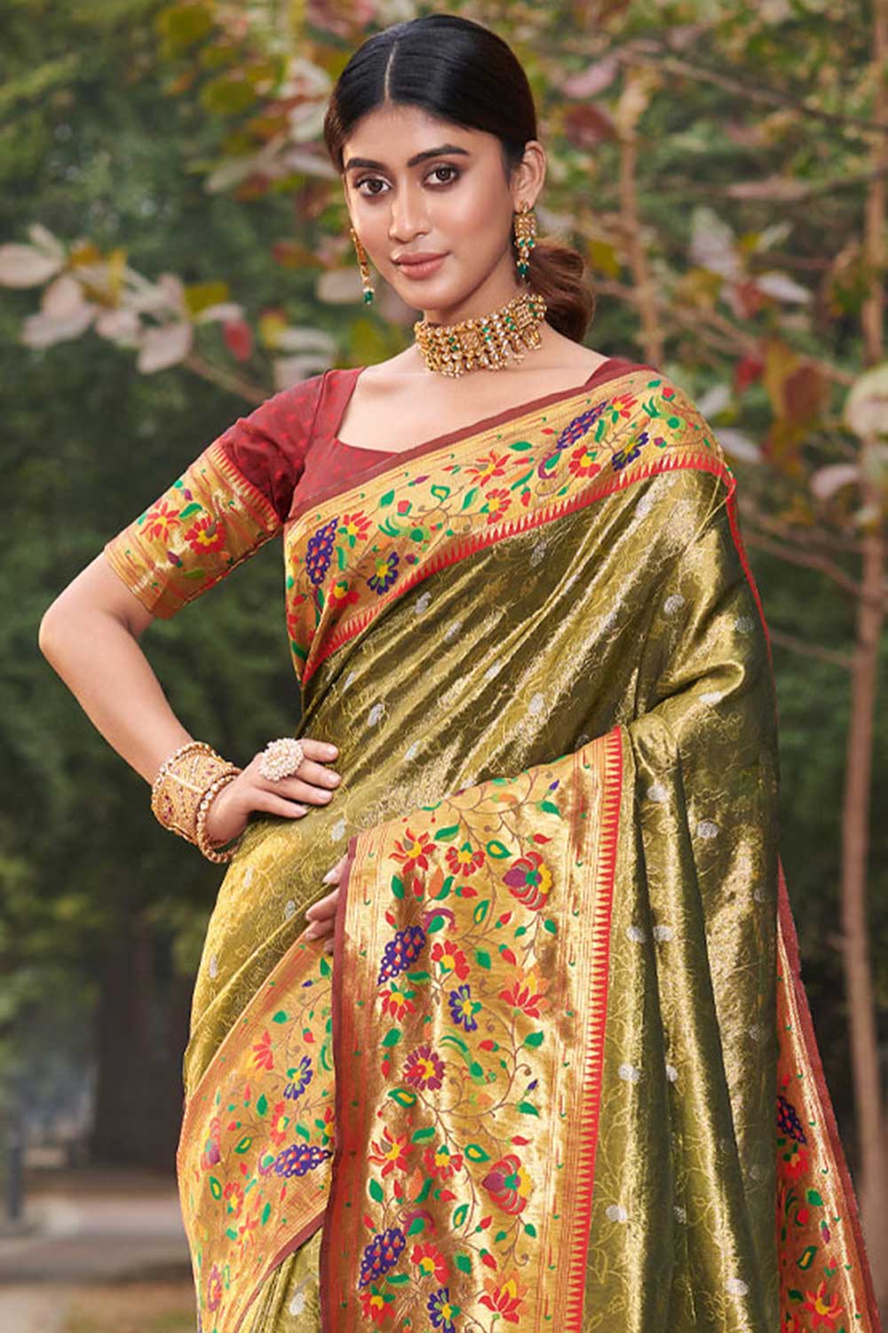 Anya Green Paithani Art Silk One Minute Saree