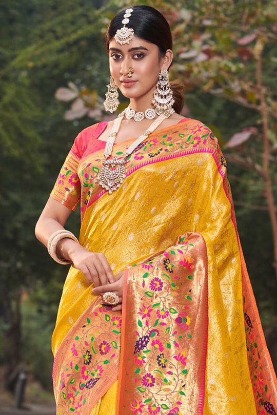 Lucy Yellow Paithani Art Silk One Minute Saree