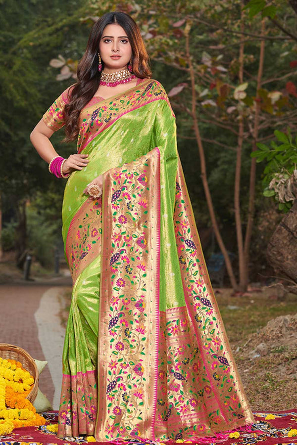 Cora Green Paithani Art Silk One Minute Saree