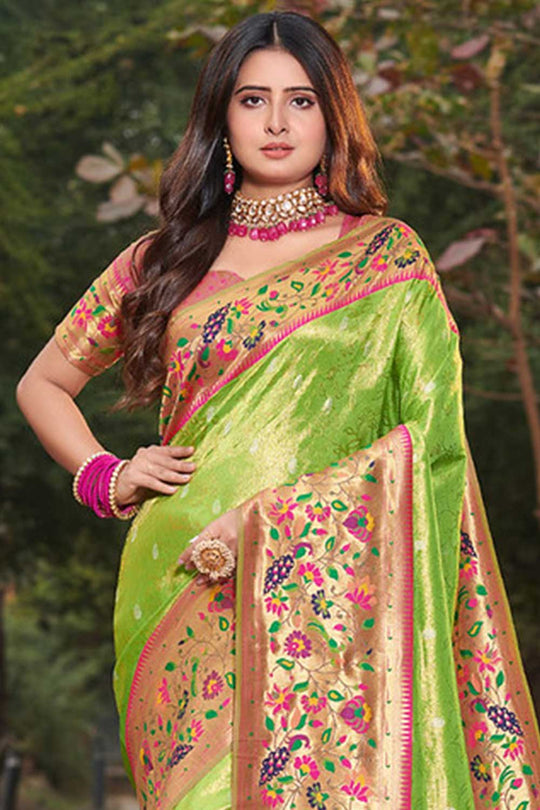 Cora Green Paithani Art Silk One Minute Saree