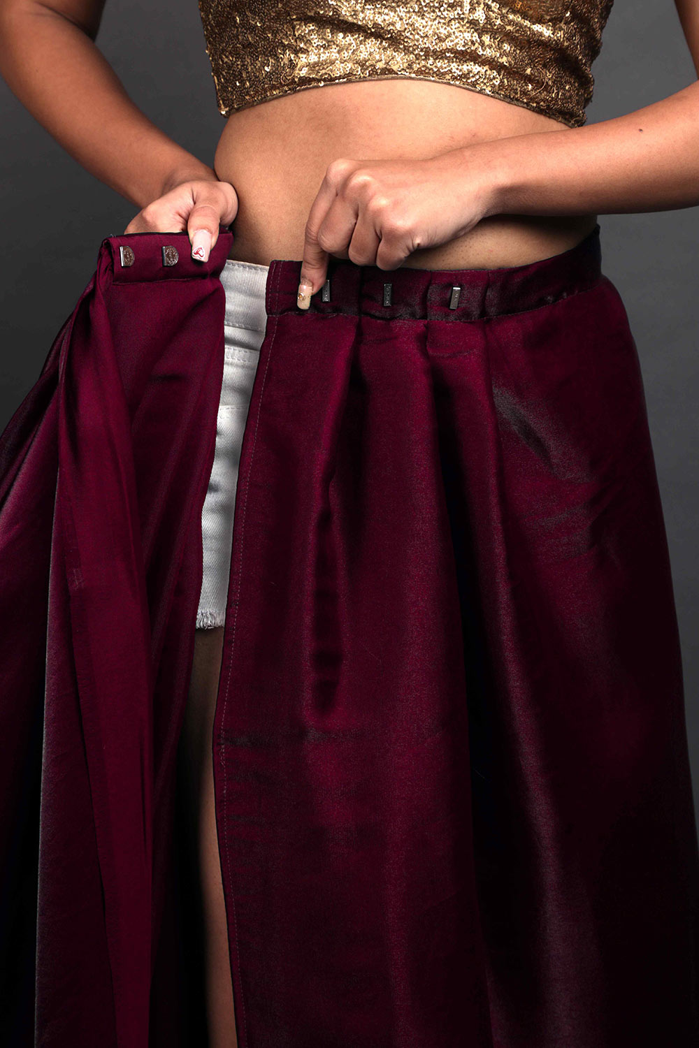 Maya Mulberry Tissue Organza Ruffle Ready to Wear One Minute Saree