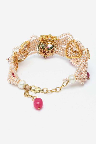 Eleyna Gold-Plated Kundan with Pearls Bracelet