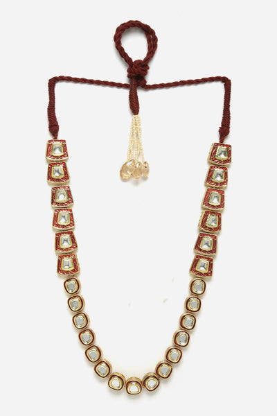 Camran Red & Gold Kundan with Pearl and Ruby Necklace
