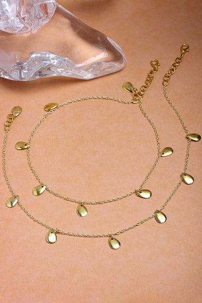 Merin Silver Gold-Plated Dangler Anklet