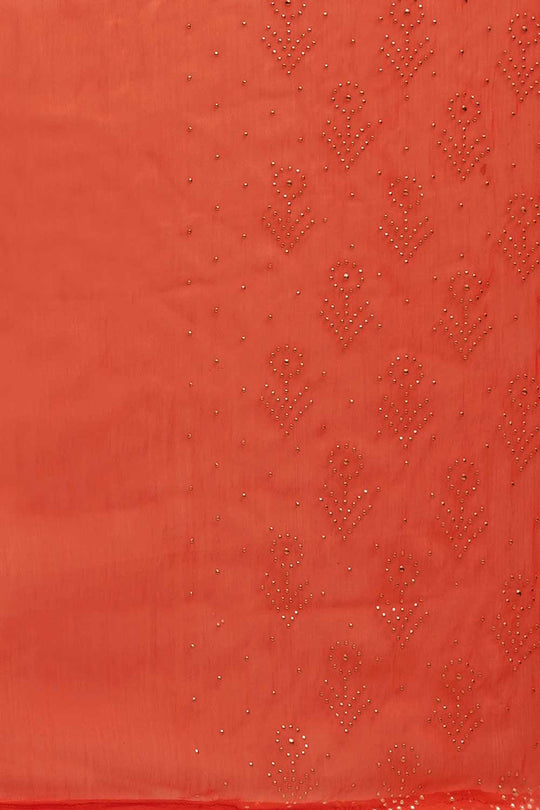 Sita Orange Chiffon Floral Embellished One Minute Saree