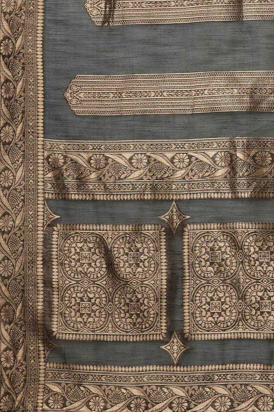 Mindy Black Cotton Silk Striped Woven Design Banarasi One Minute Saree