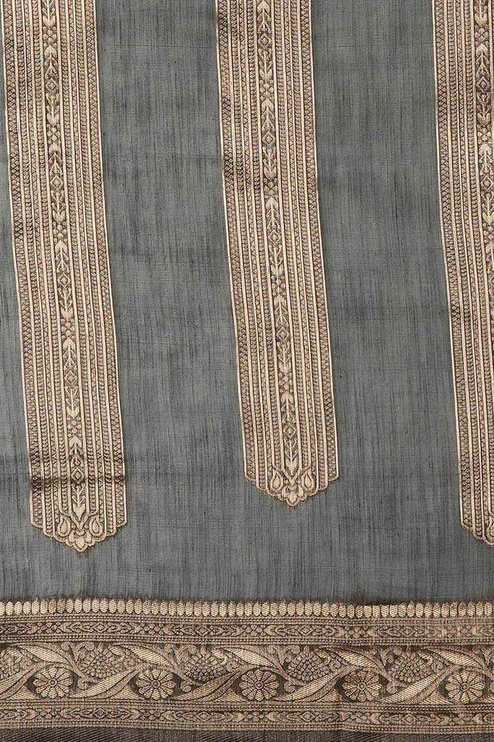 Mindy Black Cotton Silk Striped Woven Design Banarasi One Minute Saree