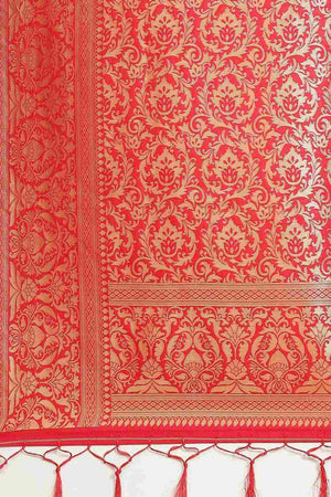 Saliya Red Silk Blend Bagh Dharmavaram One Minute Saree