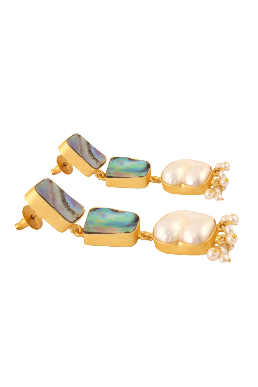 Muriel Contemporary Abalone Baroque Pearl Earrings