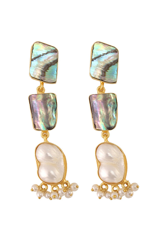 Muriel Contemporary Abalone Baroque Pearl Earrings