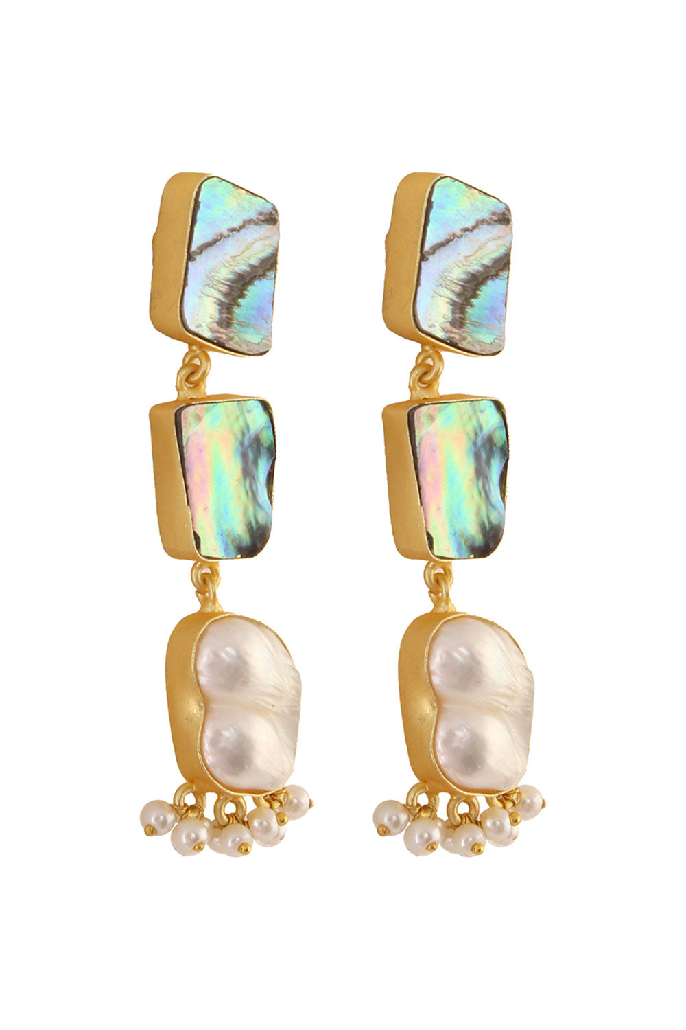 Muriel Contemporary Abalone Baroque Pearl Earrings