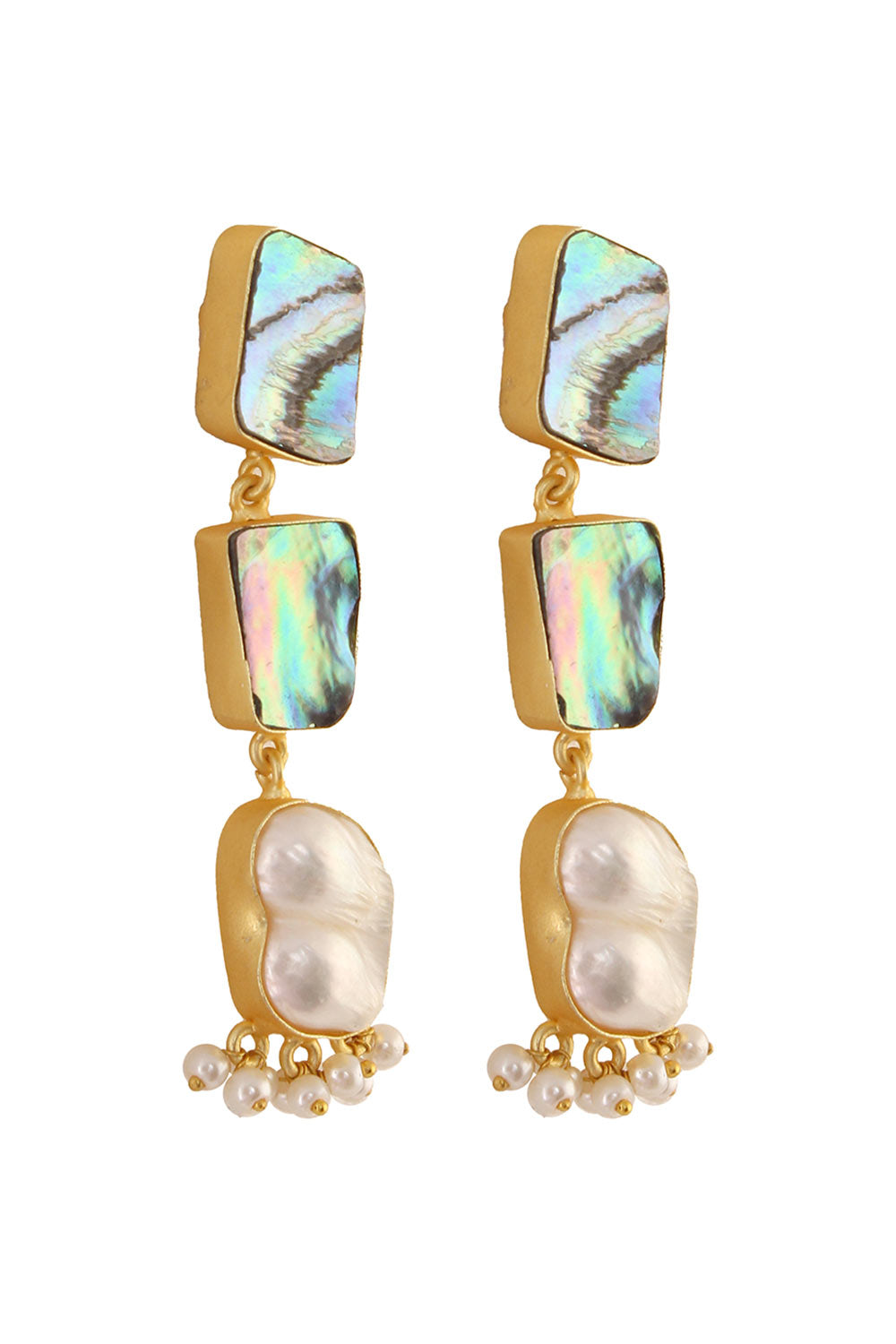 Muriel Contemporary Abalone Baroque Pearl Earrings