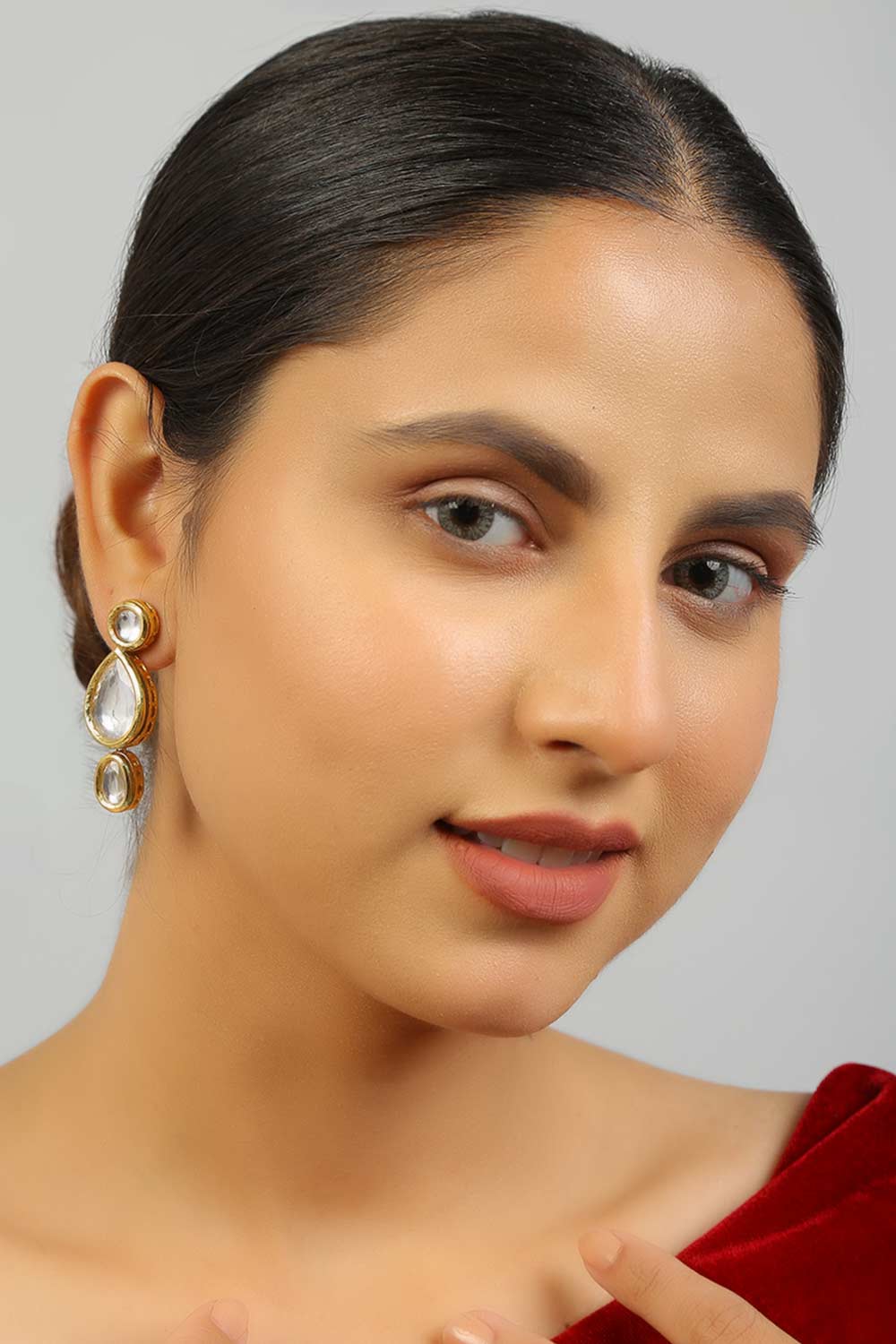 Bianka Tear Drop Shaped Kundan Earrings