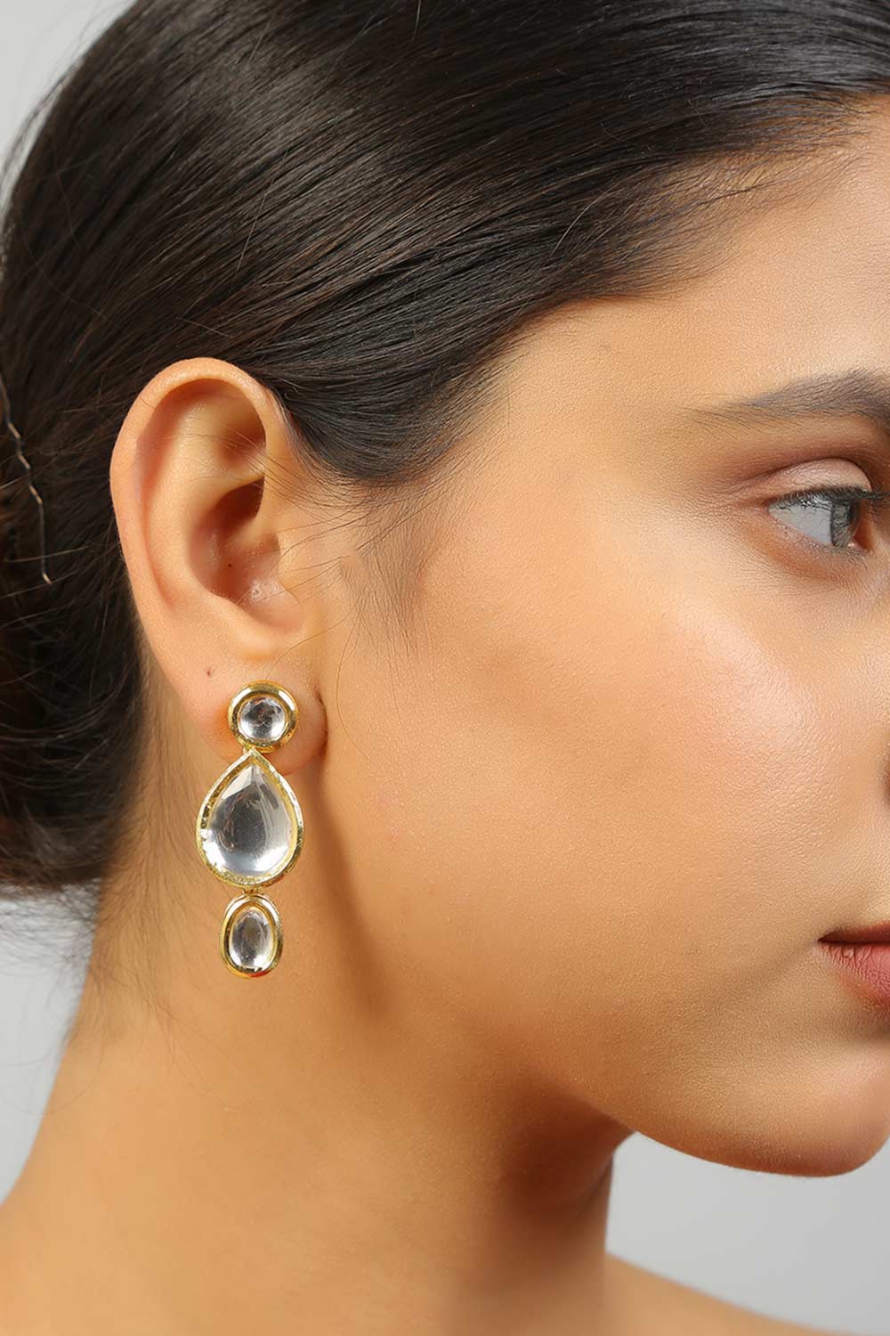 Bianka Tear Drop Shaped Kundan Earrings