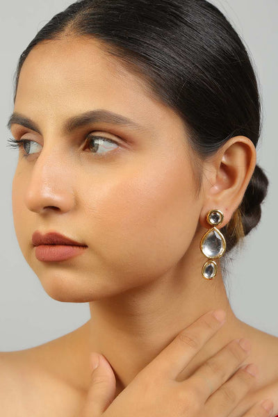 Bianka Tear Drop Shaped Kundan Earrings