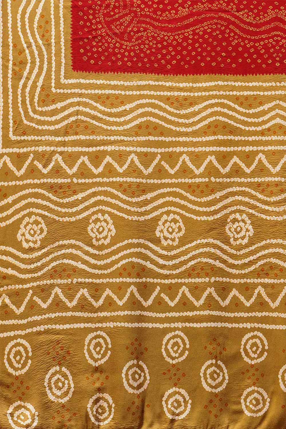 Buy Red Tie Dye Printed Satin Silk One Minute Saree Online - Front