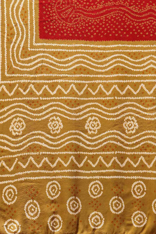 Buy Red Tie Dye Printed Satin Silk One Minute Saree Online - Front