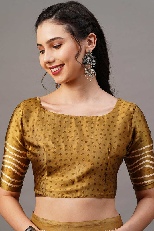 Buy Red Tie Dye Printed Satin Silk One Minute Saree Online - Zoom In