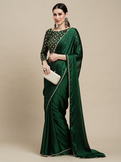 Sula Emerald Green Georgette One Minute Saree