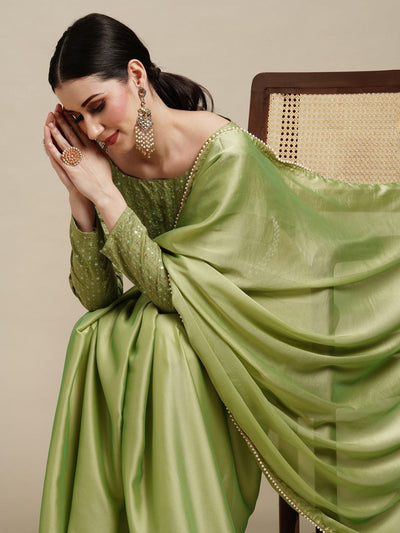 Sula Lime Green Georgette One Minute Saree