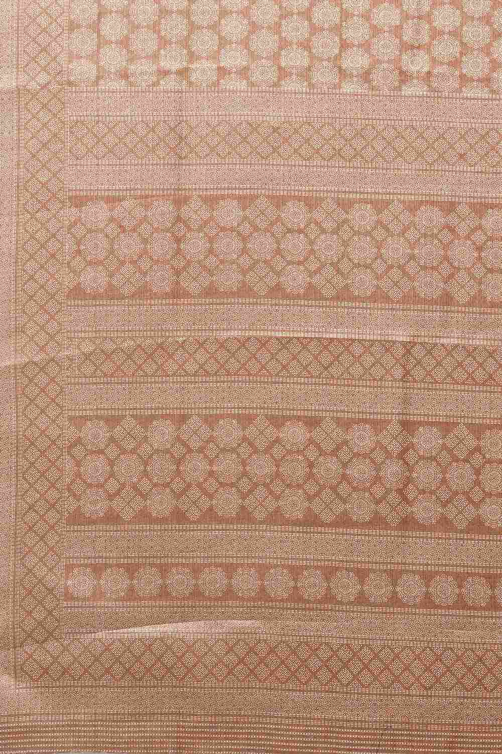 Bianca Brown Bhagalpuri Silk Floral Print Bagh One Minute Saree