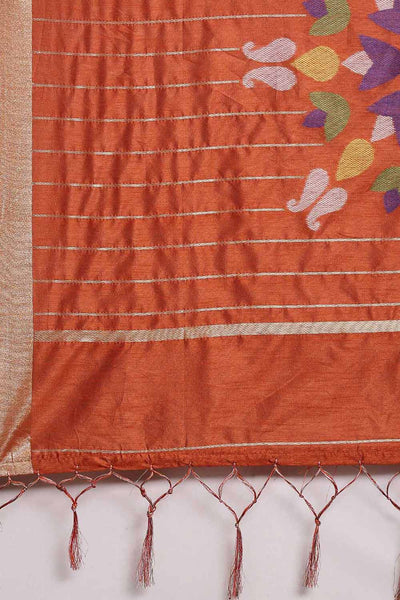 Buy Cotton Silk Polka Dot Saree in Orange Online 