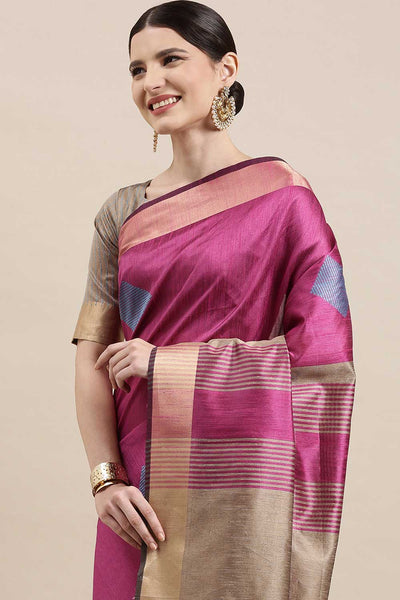 Buy Cotton Silk Banarasi Saree in Pink Paatern Design