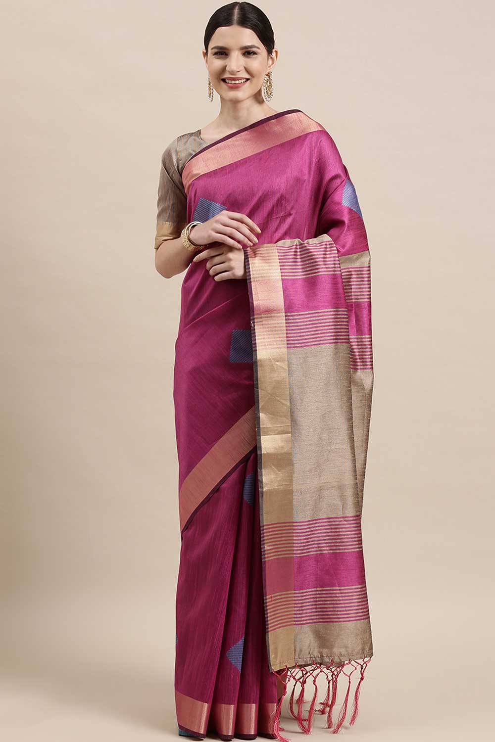 Buy Cotton Silk Banarasi Saree in Pink Online