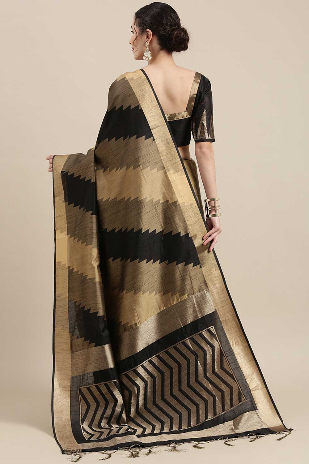 Buy Cotton Silk Banarasi Saree in Black Online