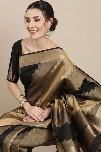 Buy Cotton Silk Banarasi Saree in Black Paatern Design