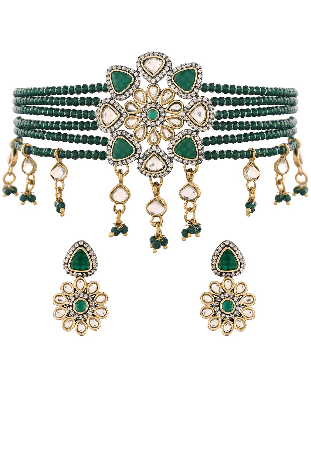 Buy Women's Alloy Necklace Set in Green Online