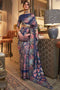 Arielle Navy Blue Art Silk Floral Design One Minute Saree