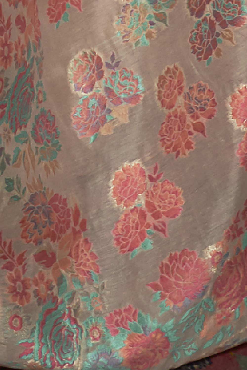 Buy Beige Art Silk Floral Design One Minute Saree Online - Side