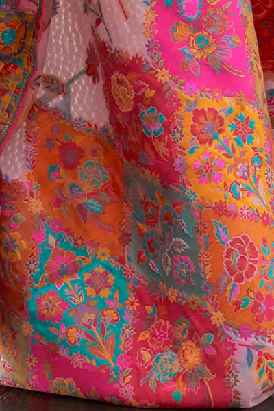 Buy Pink Art Silk Botanical Design One Minute Saree Online - Side